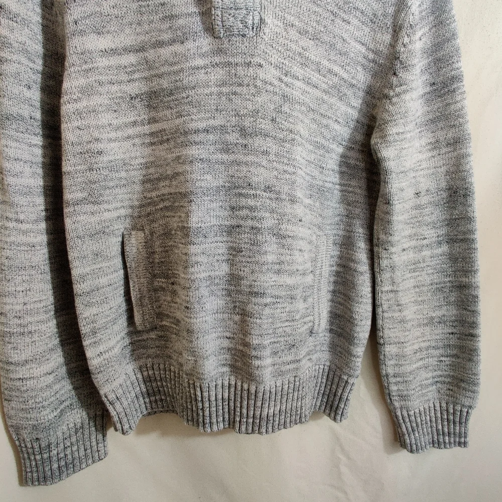 H&M L.O.G.G. Men's Gray Knit Henley Button Up Long Sleeve Hoodie Sweater Top M